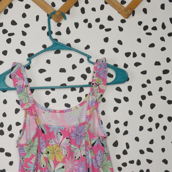 The Children’s Place Pink Butterfly Print Ruffle Strap Girls Romper - Picture 4 of 6